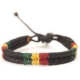 Rasta plaided hippie bracelet leather cotton braided bob marley wristband