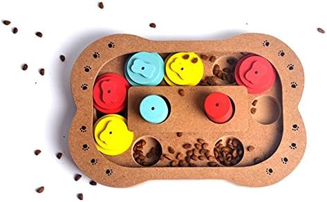 Pet Intelligence Toy Pet Treat Seeker Play IQ Training Eudcational Games Toys with Creative Bone-shaped Plate Dish Slow Feed Bowl for Dog/Doggie/Puppy/Pup/Cat
