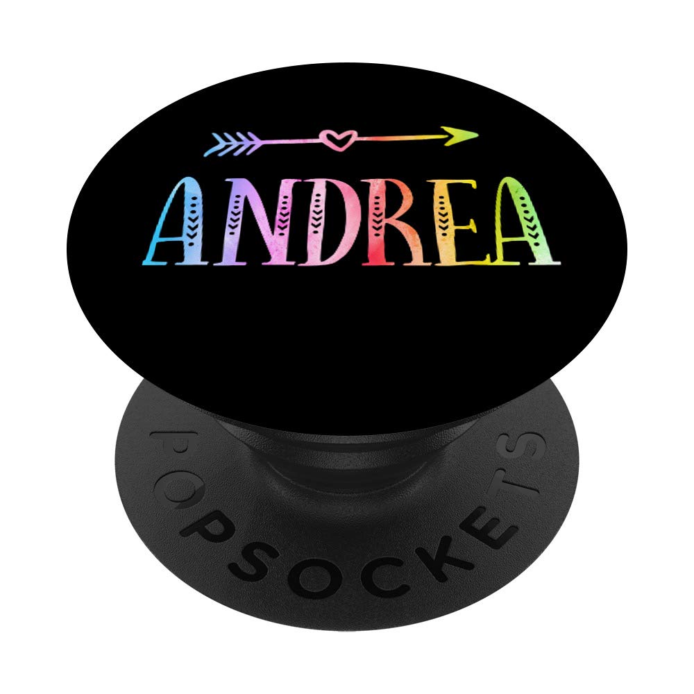 Andrea Gift Black Pastel Watercolor Heart Arrow Andrea PopSockets Grip and Stand for Phones and Tablets