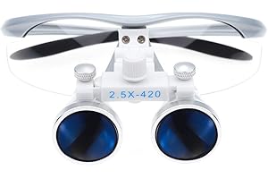 XUX Loupes 2.5X Magnification Binocular Maginifer Dentistry Surgical Optical Glass Lens (Silver)