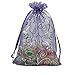 ANSLEY SHOP 100pcs 5x7 Inches Drawstrings Organza Gift Candy Bags Wedding Favors Bags (Purple with Silver)