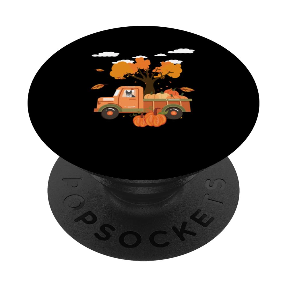 Autumn Leaf Boston Terrier Pumpkins Truck Fall Leaves Dogs PopSockets Swappable PopGrip