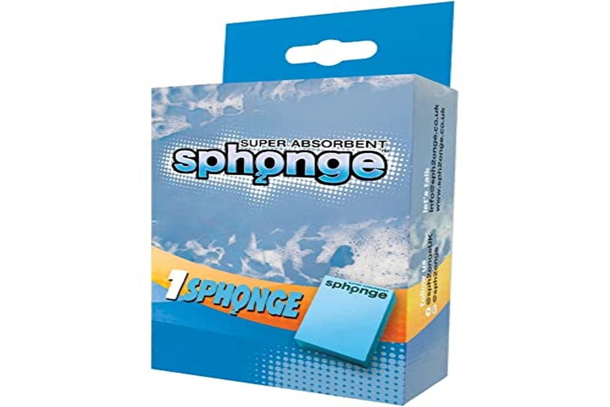 SPH2ONGE Super Absorbent Sponge (Blue) | Multi-Purpose | Designed to Hold x10 its Weight in Liquid | Re-usable | Perfect All Around Your Home | Effective on Every Surface | Drip-Free and Durable