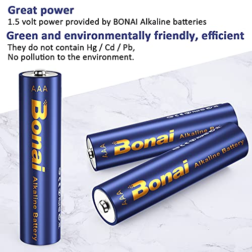 BONAI Longlife AAA LR03 Alkaline Batteries (Pack of 40) 1.5V Micro Alkaline Battery, High Performance, Storage 10 Years, Performance Range Powerful Disposable Batteries MN2400