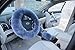 BELLESIE 3pcs 1 Set Soft Fluffy Plush Australian Wool Car Steering Wheel Cover with Handbrake Cover & Gear Shift Cover for 14.96