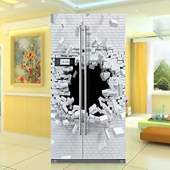 yazi Side-by-Side Refrigerator Full Door Cover Decal Vinyl Removable Sticker Kitchen Art Décor Black Hole 20x71 inches by 2 Pieces