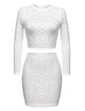 Meaneor Women Rhinestone Embellished 2 Pieces Set Crop Top Midi Skirt Dress