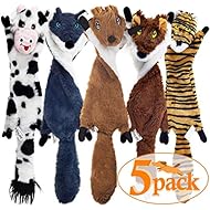 SHARLOVY Dog Squeaky Toys 5 Pack, Crinkle Dog Toy No Stuffing Animals Dog Plush Toy Dog Chew Toy for Large Dogs and Medium Dogs Squeeky Doggie Toys