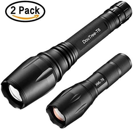LED Flashlight 2 Pack, DOUMI 2018 12000 Lumen Water Resistant 18650 Torch Tactical Flashlight