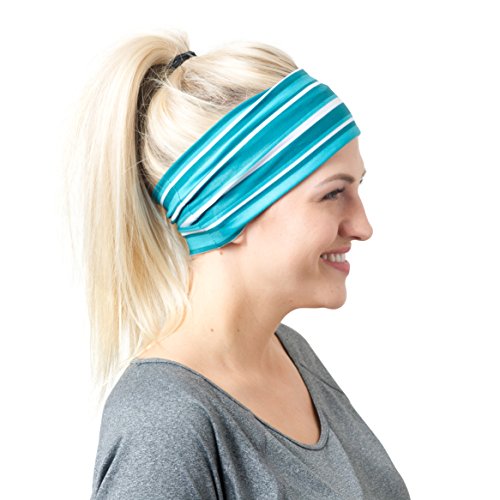 Teal Striped Headband One Size