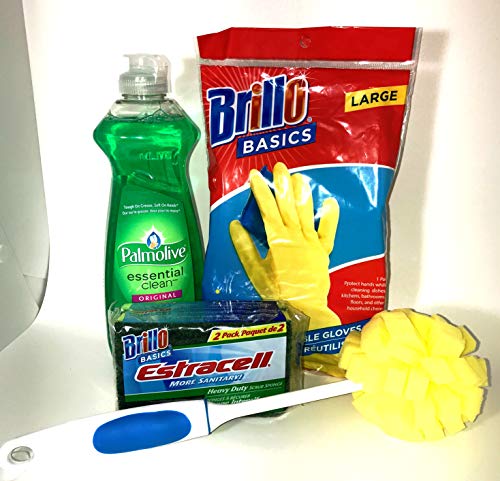 Dish Washing Bundle 4 Piece PALMOLIVE Dish Wash Liquid 12.6 ox, Brillo
HD Scrub Sponge 2PK, Brillo Rubber Gloves Large, Scrb Bud Sponge Pufs
Wand, Dish Washing Bundle 4 Piece PALMOLIVE Dish Wash Liquid 12.6 ox, Brillo
HD Scrub Sponge 2PK, Brillo Rubber Gloves Large, Scrb Bud Sponge Pufs
Wand,