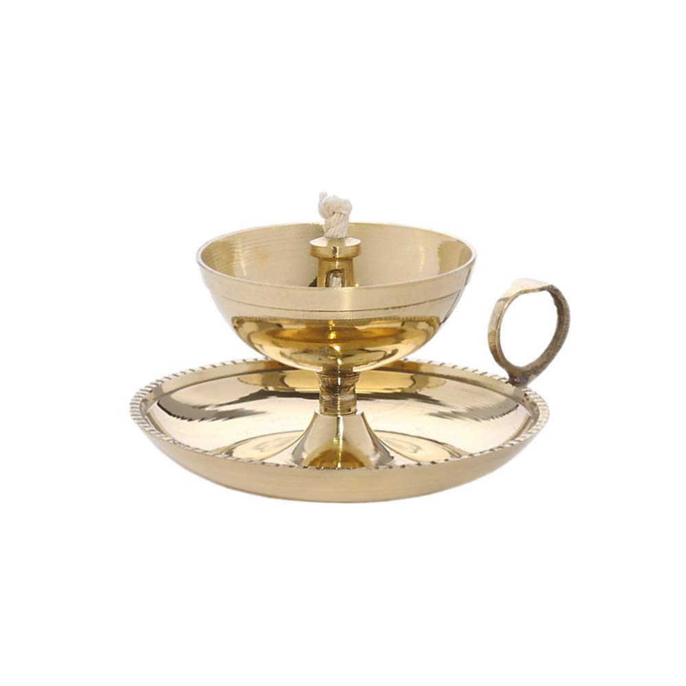 NKlaus Ghee lamp oil lamp with wick handmade brass house garden gold big new 1578