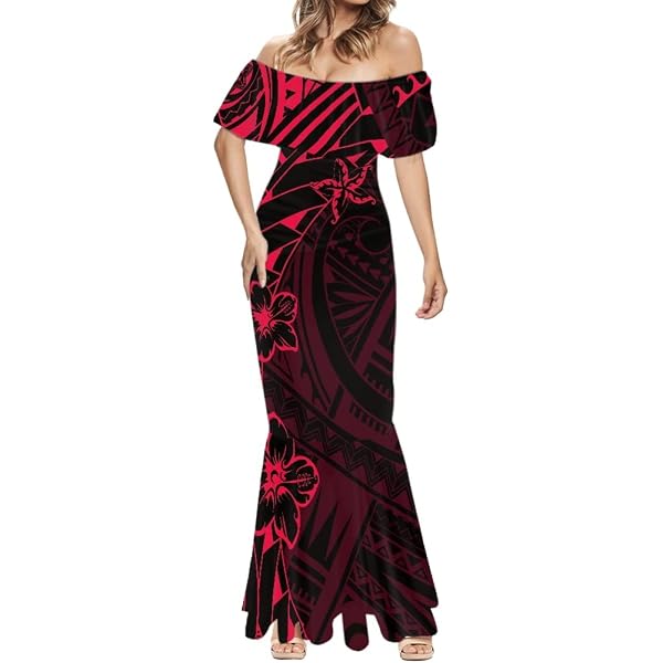 Amazon.com: GLUDEAR Women Plus Size Polynesian Tribal Print Off Shoulder  Bodycon Mermaid Evening Cocktail Long Dress,Aesthetic Polynesia,S :  Clothing, Shoes & Jewelry