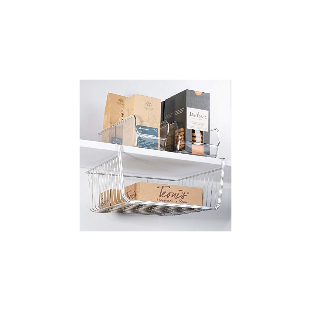 mDesign – Cesta de metal para colgar debajo del estante con parte