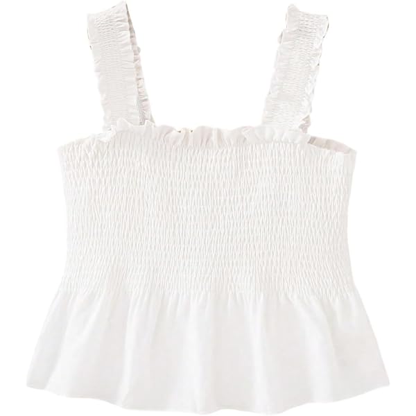 Amazon.com: RoseSeek Girl's Shirred Frill Flared Tank Top