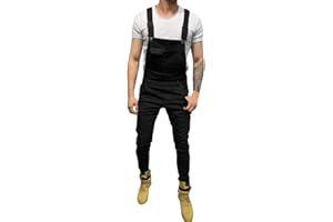 Mens Overalls Denim Bib and Brace Dungarees Jeans Casual Lightweight Slim Fit Jumpsuits Romper Adjustable Straps