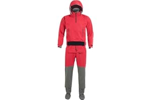Dry Suits for Kayaking Drysuit for Men in Cold Water with Latex on Neck and Wrist, 3-Layer Front Zip Waterproof Kayak Drysuit