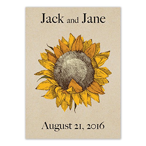 Set of 25 Personalized Seed Packet Favors Dwarf Sunspot Sunflowers (SN001) Open Pollinated Seeds by Seed Needs