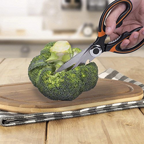 Kitchen Shears, Beyetori Heavy Duty Scissors Dishwasher Safe Ultra Sharp Multipurpose (orange)