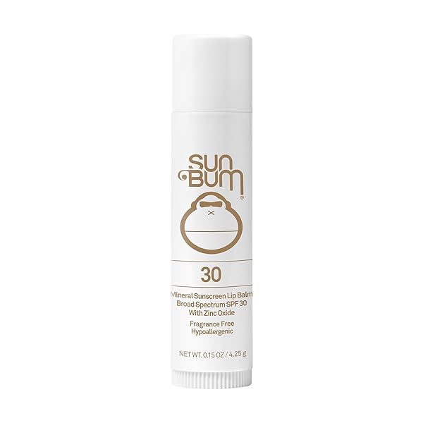 SUN BUM SPF 30 MINERAL SUNSCREEN LIP BALM – HAWAII ACT 104 COMPLIANT (OCTINOXATE & OXYBENZONE FREE) – ZINC-BASED BROAD SPECTRUM UVA/UVB LIP PROTECTION – 0.15 OZ STICK