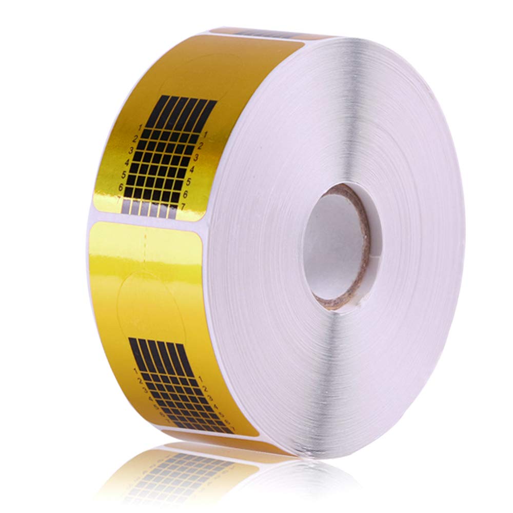 500pcs Nail Forms for Gel Nails, Nail Art Forms Stickers Acrylic Sculpting Forms Gold Self-adhesive Tips for UV Gel Nail Art Extension Guide