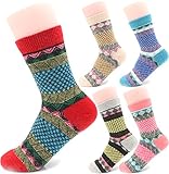Jiye Women's Multi Color Wool Winter Socks (6 M~12 M, A0(Pack of 5))