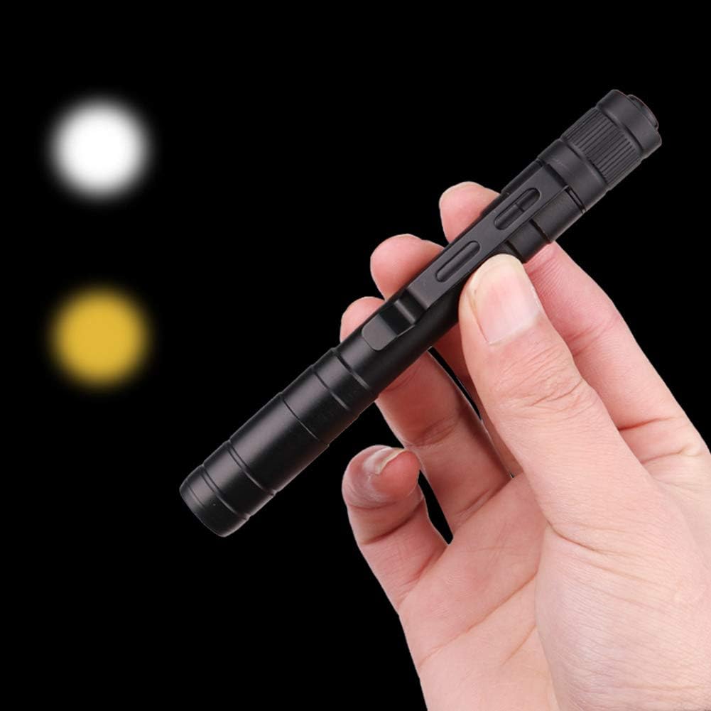 redcolourful Flashlight LED Mini Flashlight Medical Pen Light White Light + Warm Light for Cleaning Supplies