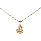 Mikovivi Positive Duck Necklace with Inspirational Card, Dainty Gold Duck Pendant Necklace Chain Good Luck Cheer Friendship Charm Jewelry Stuff for Women Mom Sister Friend Gift