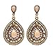 Voberry® Women's Retro Bohemia Teardrop Crystal Drop Dangle Earrings (Beige)