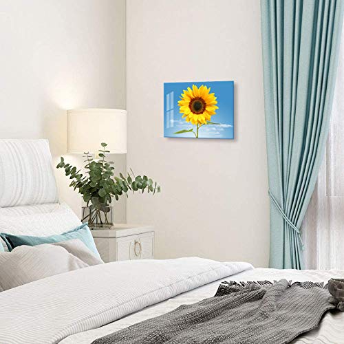 Sunflower Decor for Bedroom Wall Decoration 12x16inch with Frame Sunflowers Canvas Wall Art for Bathroom Decor Blue Sky Wall Picture for Living Room Yellow Flower Kitchen Decor