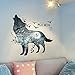 iwallsticker 3D Wolf Moon Wall Decal Sticker Art Decor Decal Home Living Room Bedroom Office Corp Mural