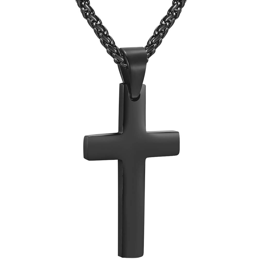 Black Cross Necklaces Pendants Stainless Steel Minimalist Christian