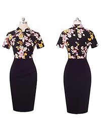 Vestido para mujer, estilo vintage, elegante, con contraste de color, para trabajo, negocios, fiestas, oficina, para mujer