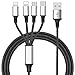 Multi Charger Cable ThinkANT 5FT Nylon Braided Universal 4 in 1 Multiple USB Charging Cord Adapter with 8Pin Plug x2/Type-c/Micro USB Port Connectors for Mobile Phones Tablets and More