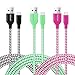 OKRAY 3 Pack 6 Ft/1.83M Durable Braided Nylon Micro USB 2.0 Charge Cable Sync Charging Cord Compatible for Android, Samsung, HTC, Sony, Nokia, Motorola and More (Green Black Hot Pink)
