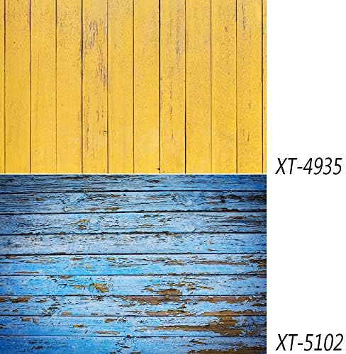 AOSTO 33"x22"(83x55cm) 2 in 1 Wood Background - Great for Ins Photos Photography - Waterproof Thick Paper Backdrop Yellow Blue Wood Texture - FUS-H8