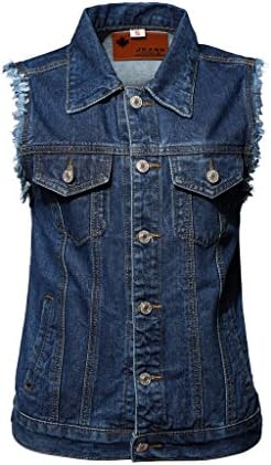 Jusian Teenage Girls's Young Women's Denim Vest Sleeveless Jacket Jeans Cardigan Tops Casual Trucker Shirt Small Blue