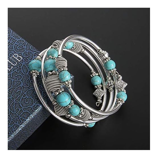 Beaded-Chakra-Bangle-Turquoise-Bracelet-Fashion-Jewelry-Wrap-Bracelet-with-Thick-Silver-Metal-and-Mala-Beads-Birthday-Gifts-For-Women Beaded-Chakra-Bangle-Turquoise-Bracelet-Fashion-Jewelry-Wrap-Bracelet-with-Thick-Silver-Metal-and-Mala-Beads-Birthday-Gifts-For-Women