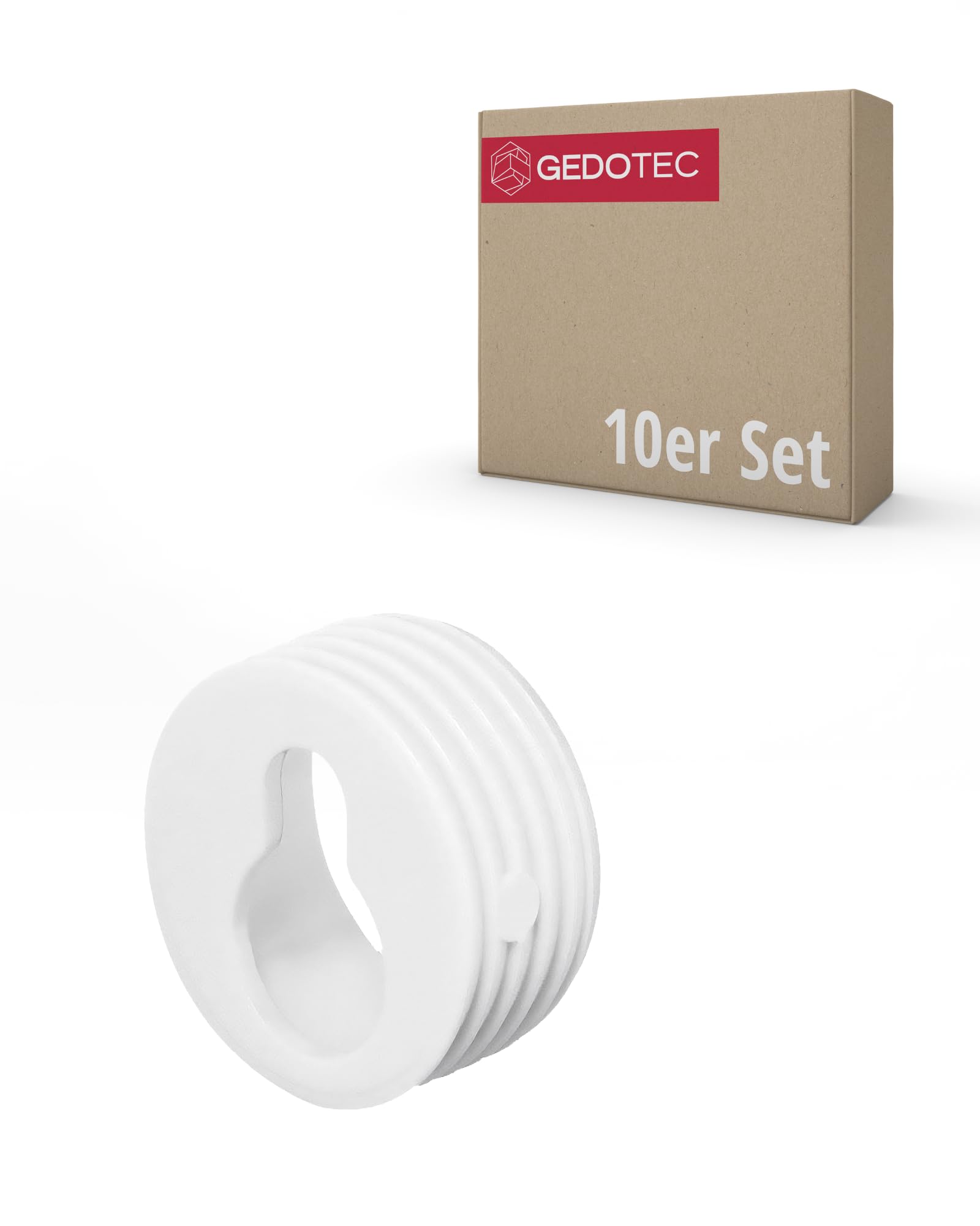 Gedotec Suspension Set | H3052 | Suspension Ø 30 mm | 10 Pieces | White Plastic Bracket | Wall Cabinet Bracket with Keyhole Shaped Keyhole for Drilling