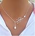 Fashion Women Necklace Personality Foliage Pearl Water Droplets Cross Clavicle Chain