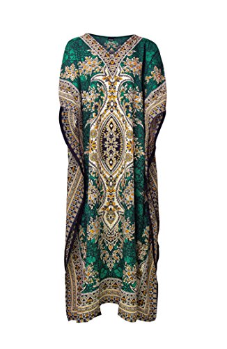 RK Essentials | Tribal Ethnic Print Long Kaftan | Plus Size (Green)