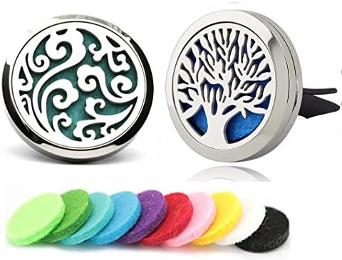Office Home Car Air Freshener Aromatherapy Essential Oil Diffuser - Tree of Life Stainless Steel Locket (Cloud Map)