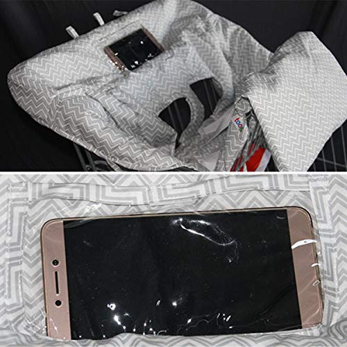 2-in-1 Shopping Cart Cover Mat and High Chair Cover for Baby,Foldable As Bag/Yinuoday Universal Grocery Trolley Cover Cushion Mat with Phone Holder Pocket & Storage Pocket