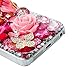 iPhone SE Case, iPhone 5S Case, iPhone 5 Case, Mavis's Diary 3D Handmade Bling Crystal Butterfly and Colorful Flowers Rhinestone Diamond with Hard Case Cover Pink Flower Rhinestone Butterfly