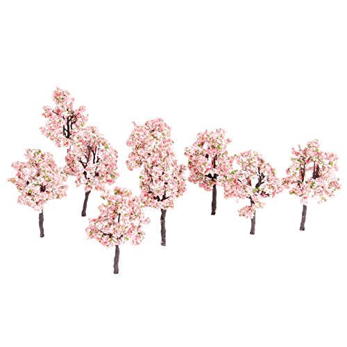 10pcs 11cm Pink Flower Model Tree Railway Train Diorama Garden Scenery OO HO Scale