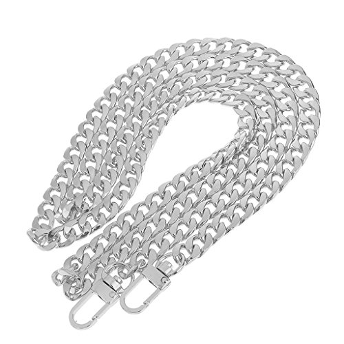 LONGTEAM 47" Purse Chain Strap Replacement 9mm Width DIY Flat Metal Chain Strap for Handbags Clutch Wallet Satchel Tote Shoulder Crossbody Bag, with 2pcs Metal Buckles (Silver)