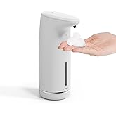 mooas Automatic Foaming Soap Dispenser Milky Touchless Foaming Hand Soap Dispenser, USB Rechargeable Electric Sensor Auto Foam Soap Dipsenser for Bathroom Kitchen Dish Wash Commercial 10.8oz (White)