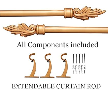 Deco Window Flame Extendable Curtain Rod Gold Matt Brown Wash 36-66