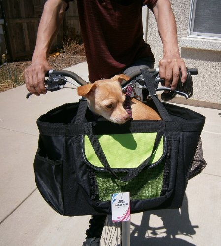 OctoRose 3-in-1 Small Pet Dog Puppy Bicycle Basket, Car Seat and Hand Carrier Bag with Rain Covers , good for puppy under 8 lbs (Burgundy/black)