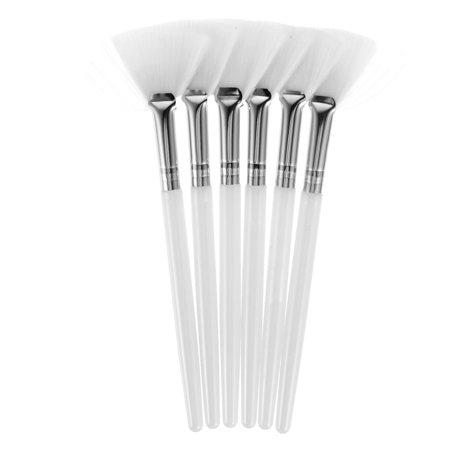 Facial Soft Applicator Long Handle Makeup Cosmetic Brush for Glycolic Peel Masques Chemical Peel White 6pcs